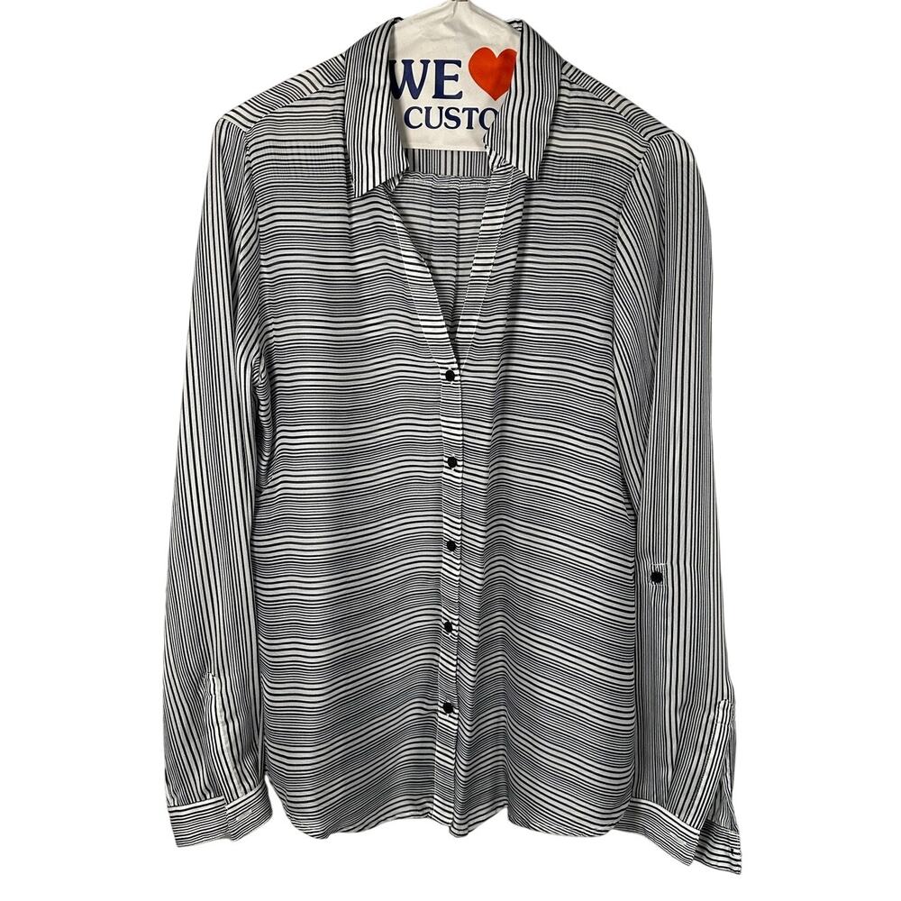 Outback Red Black & White Striped Button Down Collared Shirt Women's Medium